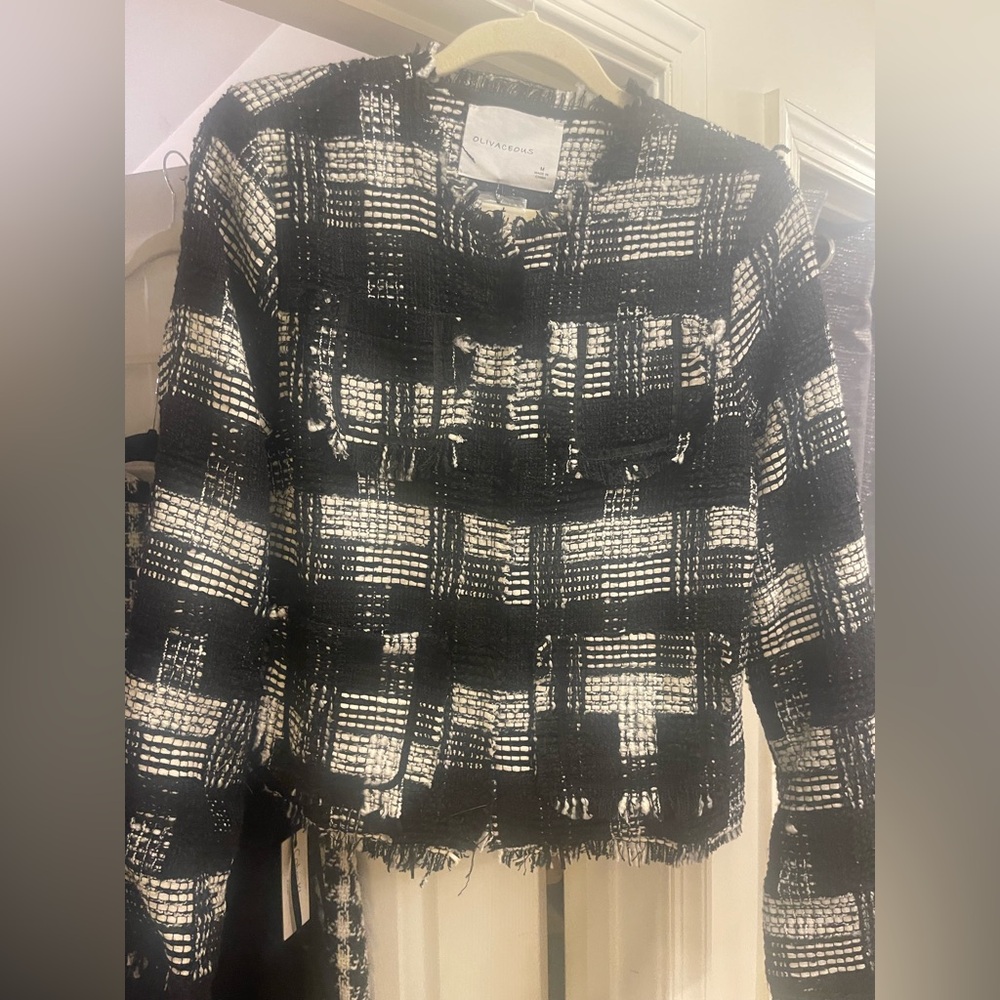 🎈Plaid Black and White Women's Jacket by Olivaveceous. NWT